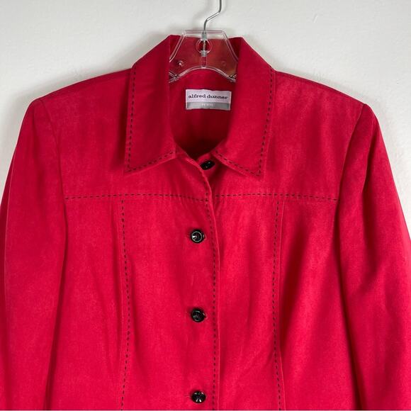 Alfred Dunner red faux suede lightweight office blazer 8P - Picture 2 of 5